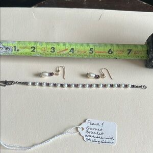 Elegant Pearl and Garnet Bracelet with Silver Accents